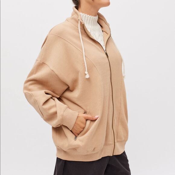 BDG Porter Zip Up Sweatshirt Tan Size Medium NWT - Picture 1 of 13